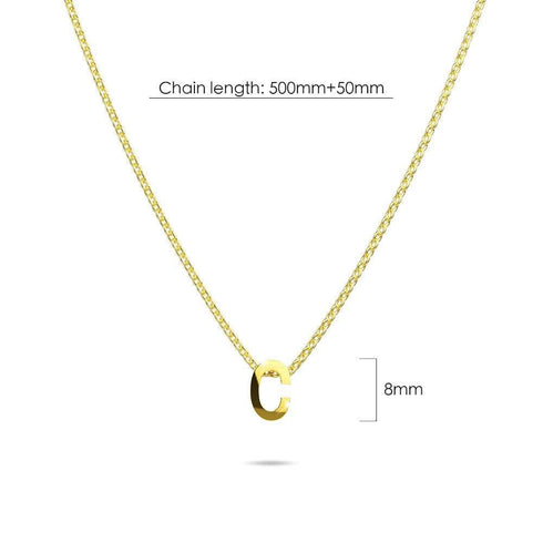 Initials Brick Alphabet Letter Necklace Gold Layered Steel Jewellery